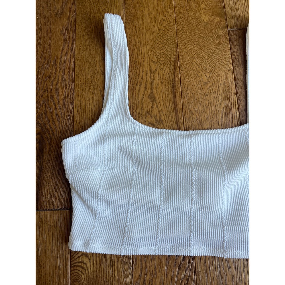 NWT Aerie White Textured Cable Knit Scoop Bikini Set Beachy Minimalist Vacation - Picture 5 of 12